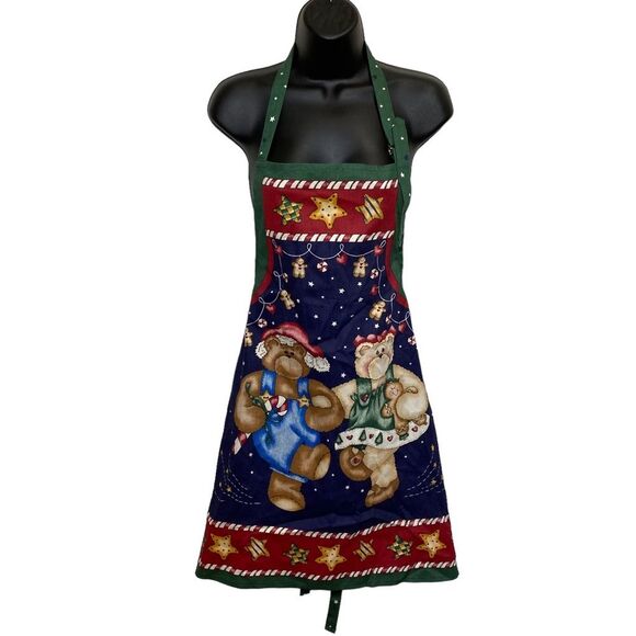 Dancing Teddy Bears Festive Christmas Holiday Apron - Picture 1 of 5